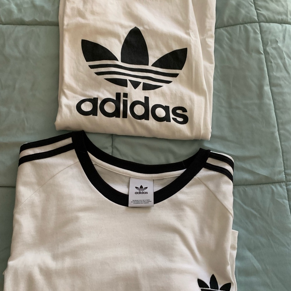 Adidas White and Black Short Sleeve Tees new
